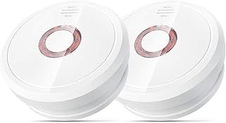 Smoke Alarms for Home 2 Pack, Isafenest Smoke Alarm 10-Year Sensor/5-Year Battery Fire Alarm with LED Indicator and Silence Button, Photoelectric Fire Alarm Battery Operated