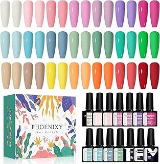 Phoenixy Gel Nail Polish, 8ml 21 Colours Nail Polish Starter Kit Soak Off Gel Polish Nail Varnish Set Base and Top Coat Gifts Set for Women