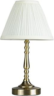 MiniSun | Antique Brass Touch Table Lamp with a Pleated Cream Shade | Table Lamps, Home Décor & Improvement Essential