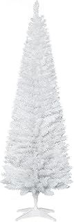 HOMCOM 6ft Unlit Artificial Christmas Tree, Pencil Slim Xmas Tree with Solid Stand and Realistic Branches, Green