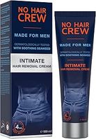 NO HAIR CREW Intimate Hair Removal Cream - Extra Gentle Depilatory Cream for Sensitive Areas. Made for Men, 100 ml