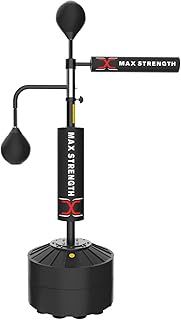 MAXSTRENGTH Free Standing Boxing Punching Bag Speed Ball Adjustable Height Freestanding- For Training, Practice, Reaction Speed, etc Reflex Bag for Adult