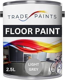Heavy Duty Quick Dry Floor Paint - Garage, Workshop, Warehouse, Industrial Floor Paint - Ideal For Concrete, Stone, Brick, Wood & Metal (Light Grey 00A05, 2.5 l Pack of 1)