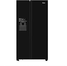 Hisense RS694N4TBE Freestanding American Side - by - side Door American Fridge Freezer 562L, Black, with Non-Plumbed Water and Ice Dispenser, Black, 91 × 178.65 × 68.9 cm (W×H×D)