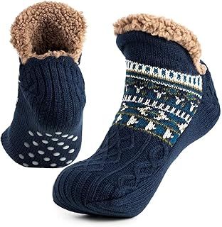 Slipper Socks for Men & Women Fluffy Slipper Socks with Grippers Non Slip Fleece Lining Heat Holding
