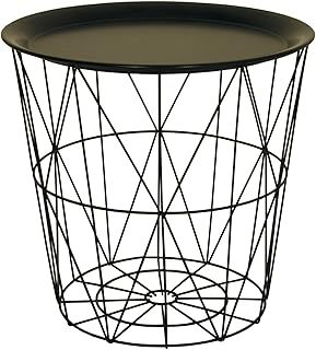 Modern Black Small Wire Side Table Metal Coffee End Side Table With - Lift Off Tray Top Brand change to:Sifcon