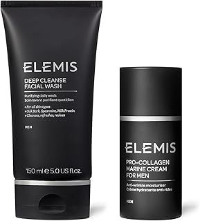 ELEMIS Mens Deep Facial Cleansing Wash, Pair Refreshing Peppermint Foaming Gel Face Cleanser with Pro-Collagen Anti Wrinkle, Moisturising Day Cream for Clean, Firm & Smooth Skin