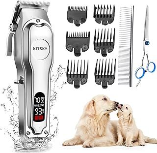 Dog Clippers, Dog Grooming kit, Professional for Thick Coats/Heavy Hair,Dog Shaver, Low Noise Rechargeable Cordless Pet Shaver for Dogs Pets and Animals, Dog Trimmer for Grooming, Black