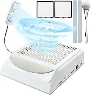IUHFSIFS Upgrade Nail Dust Collector with 2 Filter & Light【NO.1 Super Suction 100W】Professional Dust Extractor Nails【SGS Certification】 Dust Collector Nail Salon for Nail Studio & Home - Easy to Clean