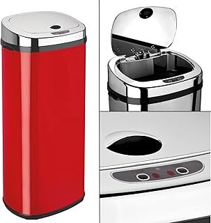 Dihl Rectangle 50L Stainless Steel Auto Sensor Kitchen Waste Dust Bin Automatic Motor RED