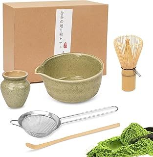 Premium Matcha Tea Set with Bamboo Whisk, Ceramic Bowl, Scoop & Holder – Complete Matcha Making Kit for Traditional Japanese Tea Ceremony – Ideal Matcha Gift Set for Beginners and Enthusiasts