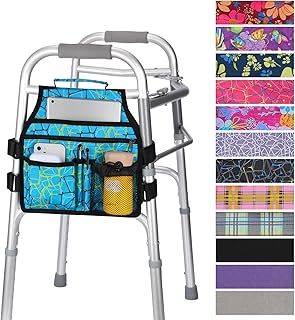 supregear Side Walker Bag, Walker Accessories Bag w/Cup Holder, Folding Walker Basket Waterproof Walker Organizer Caddy Pouch for Most Walker with Side Bar for Seniors, Elderly, Double Sided