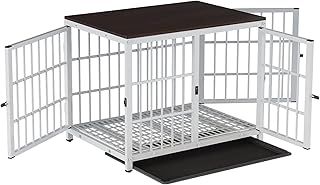 BingoPaw Wooden Dog Crate Indoor: 30inch Furniture Style Pet Cage Pet Kennel End Table with Three Doors and Removable Tray for Small Medium Dogs Whit