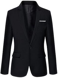 Mens Slim Fit Casual One Button Blazer Jacket