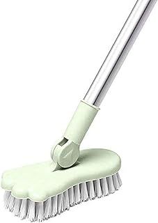 Floor Scrubbing Brush 47.2 inch with Adjustable Long Handle & Detachable 180° Rotatable Head Stiff Bristles Extensible Grout Cleaning Brush for Bathroom Tub Tile Patio Indoor Scrubber (Green)