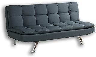 Modern Fabric 3 Seat Sofa Bed with Chrome Legs in Choice of Five Stylish Colours (Charcoal)