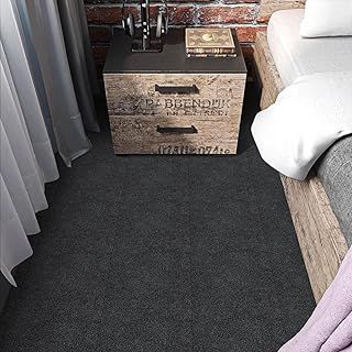 Elffloor Carpet Tiles Self Adhesive Carpet Floor Tiles, Anti-Slip Flooring Rugs for Living Room Office Bedroom, Dark Grey Peel and Stick Rugs Thick 4.5mm 30 x 30 cm 10pcs