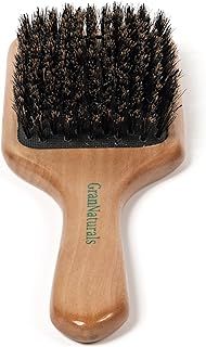 Boar Bristle Hairbrush for Women and Men - Natural Wooden Large Flat Square Paddle Hair Brush