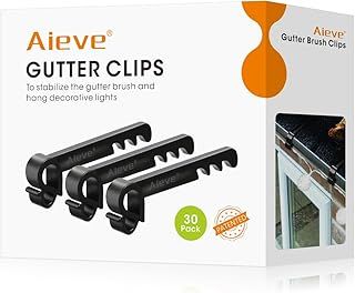 Aieve 30 Pack Gutter Brush Clips, Leaf Guard Fixing Clips Hook for Hanging Outdoor String Lights, Keeps Gutter Brush in Place