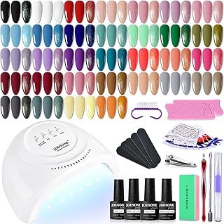 JODSONE 32 Colours Gel Nail Polish Kit with U V Light Classic Black and White Nude and Blue Purple Gel Nail Polish Set with Lamp Starter Kit Suitable for All Seasons Perfect Gifts for Manicure Lover