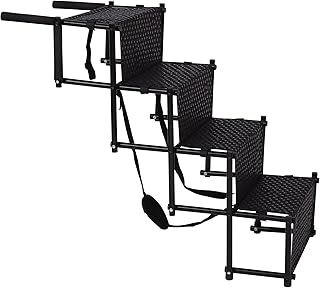 simpa Foldaway Portable Lightweight Metal Frame 4 Step Dog Stairs, Dog Step, Pet Ladder Ramp.