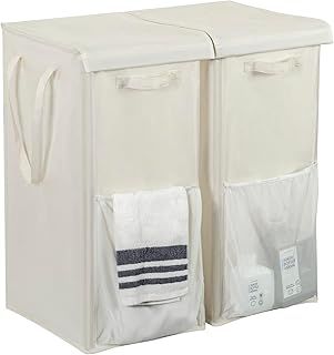 Chrislley 2-Pack Laundry Basket with Lid, Double Tall Laundry Basket with Extended Handles (90L) Set of 2 Dirty Clothes Hamper Collapsible Washing Basket for Laundry