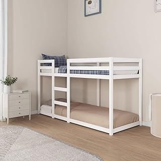 vidaXL Wax Brown Bunk Bed - 80x200 cm Solid Pine Wood Frame with Plywood Slats, Guardrails for Safety, Ideal for Small Bedrooms