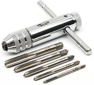CYH T-Handle Ratchet Tap Adjustable Tap Threading Wrench Set M3-M8 Metric Metal Hand Thread Taps for Tap and Die Sets