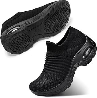 STQ Slip on Womens Trainers with Arch Support Non Slip Work Shoes for Women Comfortable