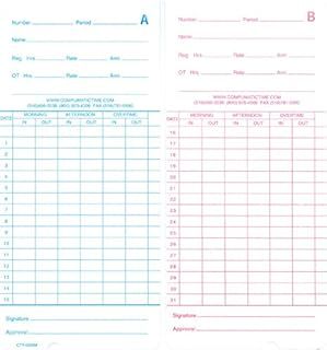 Compumatic CTR6200M Time Cards, 1000 time cards, semi-monthly & monthly pay periods