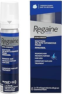 Regaine For Men Extra Strength Foam - Scientifically Proven To Help Stop Hereditary Hair Loss - Minoxidil Foam for Hair Regrowth - 73ml, Packaging may vary
