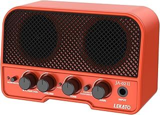 Mini Guitar Amp, LEKATO 5W Portable Battery Powered Electric Guitar Amplifier with CLEAN/OVERDRIVER Effects Bluetooth 5.0, Practice Small Guitar Amp for Daily Practice and Music Parties (Orange)
