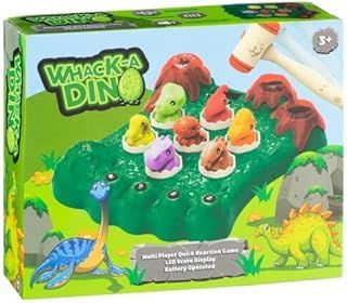 Whack a- Dino Game Toy with Dinosaur, Mini Electronic Arcade Game LED Score Display with 2 Hammers Toy, Interactive Educational Developmental Game for Toddlers Kids Girls and Boys Age 3-6 Years Old