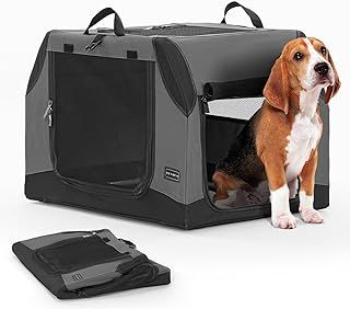 Petsfit 30 inch Dog Crate, Easy On The Go, Easy to Stow, Adjustable Compatibility, Indoor and Outdoor Lightweight Soft Dog Crate for Car 76 cm L x 50 cm W x 49 cm H Grey