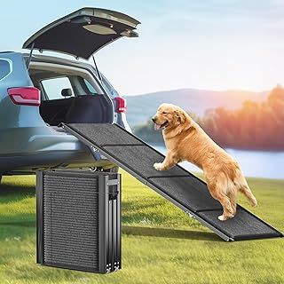 Dog Ramp for Cars, Extra Long 170cm Foldable Dog Ramps with Non-Slip Rug Surface, Pet Ramp Stairs Portable Dog Steps for Medium & Large Dogs Up to 250LBS Get Into a SUV, Truck