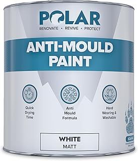 Polar Anti Mould Paint - Brilliant White Matt Finish - 500ml - Prevent & Control Mould On Internal Walls & Ceilings - Easy To Apply