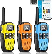 Walkie Talkies for Adults Long Range 3 Pack, NXGKET Rechargeable Kids Walky Talky with Built-In Li-Ion Battery, 16 Channels Radio with Type-C Charging Cable,VOX Function,LED Flashlight, for Camping