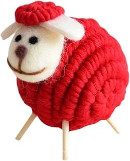 felt sheep decor Hand Made Felt Sheep christmas figures decorations For Kids sheep figurines Xmas Tree Hanging Ornaments stuffed animal Xmas ornament small cute Wooden