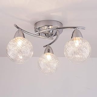 BOLLA 3xG9 LED Bulbs Included - Semi Flush Ceiling Light, Polished Chrome Finish, 12W, Ideal for Living Room, Bedroom, Kitchen, and Hallway (Straight, Natural White 4000K)