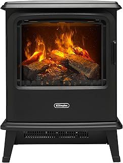 Dimplex Bayport Optimyst Stove Electric Fire, Black Free Standing Electric Fireplace with 3D Flame Technology, LED Flame and Smoke Effect, 2kW Electric Heater, Thermostat, Log Bed and Remote Control