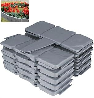 20 Pack Dark Grey Cobbled Stone Effect Garden Lawn Edging Plant Border - Simply Hammer In 20 Pack Dark Grey Cobbled Stone Effect Garden Lawn Edging Plant Border - Simply Hammer In 5 Meter