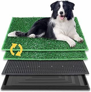 BRIAN & DANY Dog Toilet Puppy Pee Training Pad, with Two Artificial Grass Mats and Waste Tray for Indoor/Outdoor, 76cm x 51cm