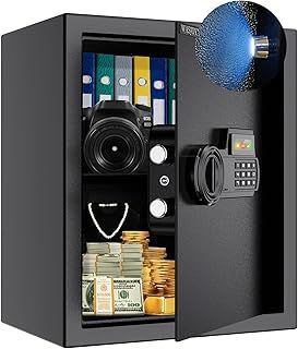 WASJOYE 43L Safe Box for Home, Digital Steel Security with Electronic Keypad Combination Lock and Removable Shelf, Solid Alloy Safe for Office Hotel Money Jewelry Document Valuable Protect