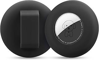 WALLFID Airtag Dog & Cat Collar, Silicone Case for GPS Tracking, Protective Cover, Safety & Anti-lost, Pet Accessories (strap width-16.5mm, Black)