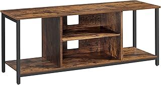 VASAGLE TV Stand for TV up to 60 inches, TV Cabinet with Open Shelves, TV Console for Living Room, Entertainment Room, Rustic Brown and Black LTV060B01