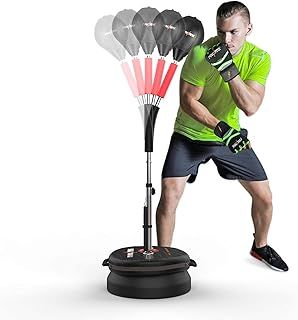 MaxxMMA Advanced Adjustable Speed Punching Bag with Stand, Cobra Reflex Training Bag, Height Adjustable, Including 2 Balls, Speed Control Rod, Boxing Gloves