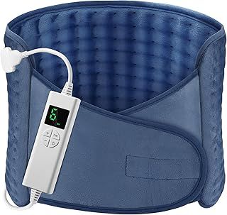 Heat Pad OneAmg 49"X12" Heating Pads for Back Pain Relief with 6 Heating Settings and Auto Shut Off Soft Machine Washable Electric Heat Pads with Velcro for Abdominal Neck Shoulder Pain Relief Blue