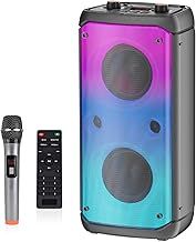 TAMPROAD Bluetooth Speaker, 80W Peak Wireless TWS Portable Outdoor Party Speakers with Subwoofer, Deep Bass, LED Colorful Lights, Loud Stereo Sound Boombox with Microphone for Home, Camping, Travel