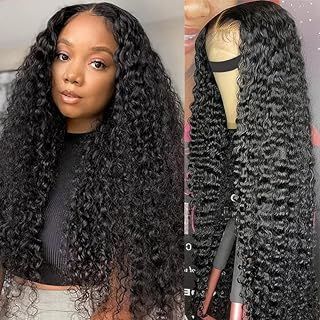 Smilenice Water Wave Human Hair Wig For Black Women, 5x6 HD Lace Front Wigs 180 Density, Curly Wigs Pre Plucked With Baby Hair, Brazilian Glueless Wig Human Hair 20 Inch