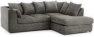 CHICAGO JUMBO CORD CORNER SOFA 5 COLOURS - LEFT/RIGHT HAND (Charcoal Grey, Right Hand Corner Sofa)